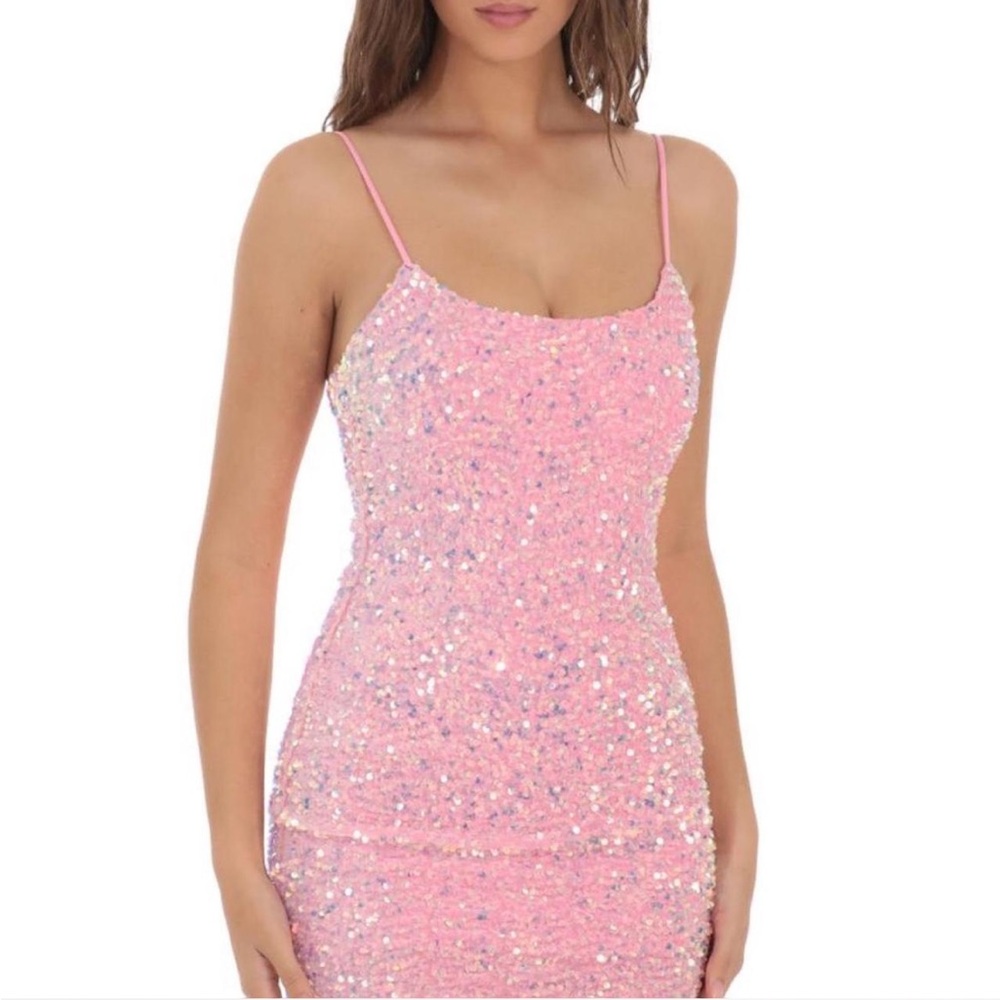 lucy in the sky pink sparkly dress small